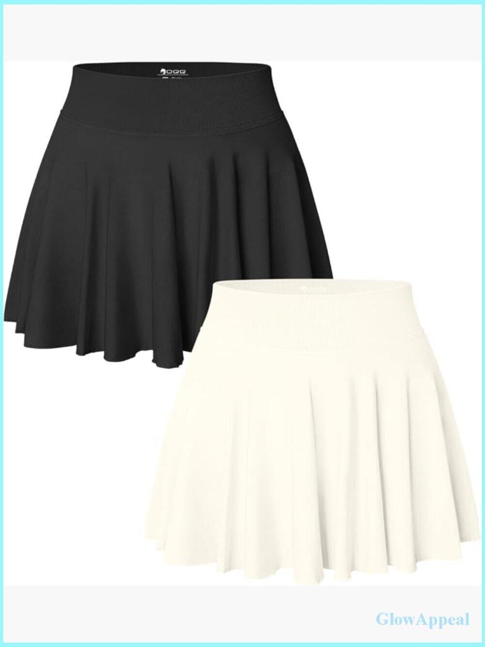 2 Pack Flared Mini Skirts High Waist Stretchy A-Line Casual Basic